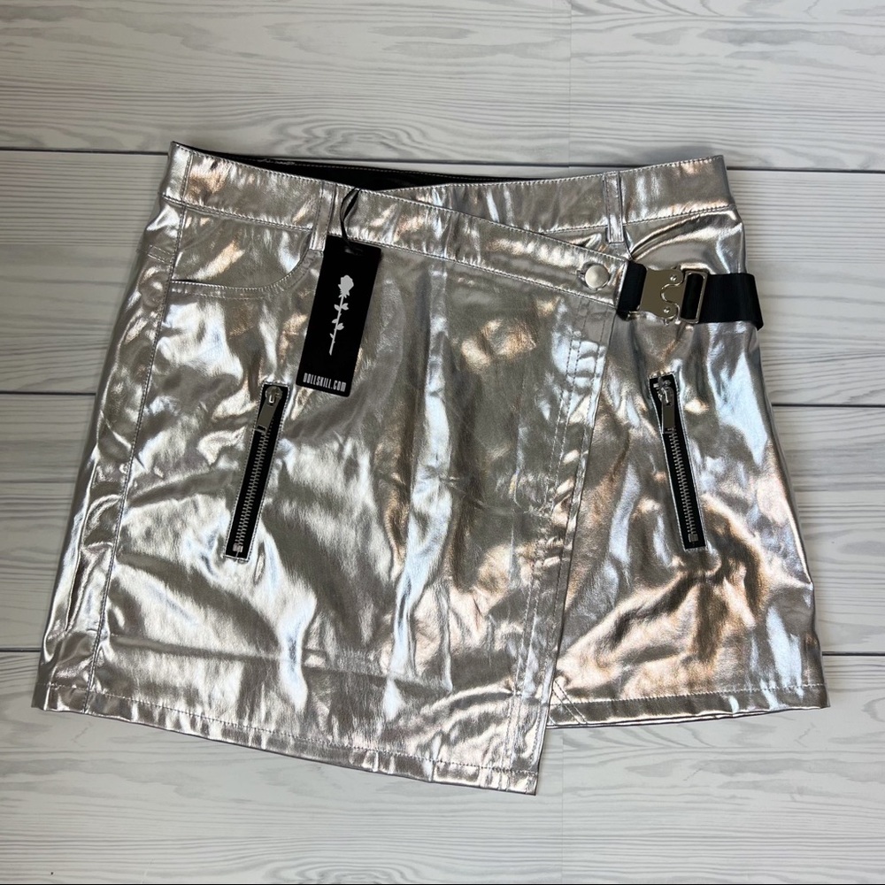 Poster Grl x Dolls Kill Frosty Queen chrome mini skirt size large - never worn.